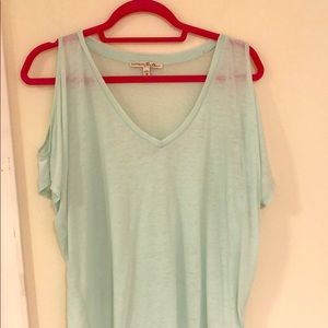 Express One Eleven Mint Green Cold Shoulder Top